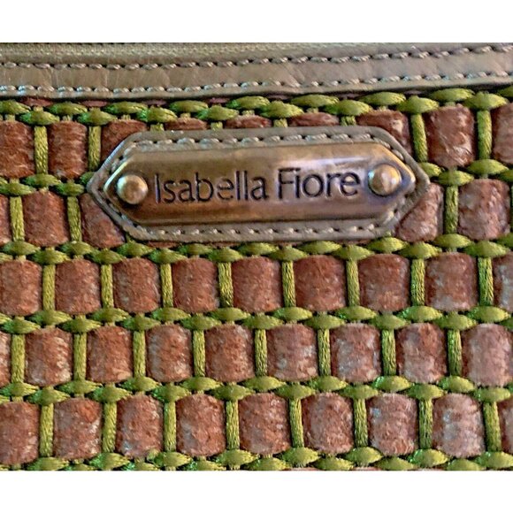ISABELLA FIORE TUCK DELUX WEAVED PINECONE TASSELED TOTE HANDBAG PURSE GREEN - Picture 8 of 13